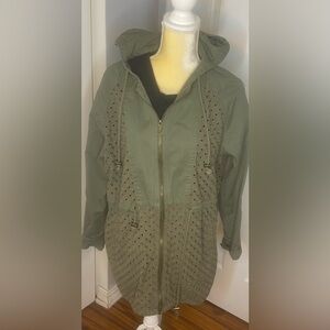 Bethany Mota Sage Green Eyelet Utility Jacket